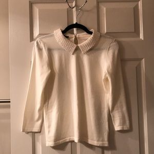 Cream beaded collar sweater